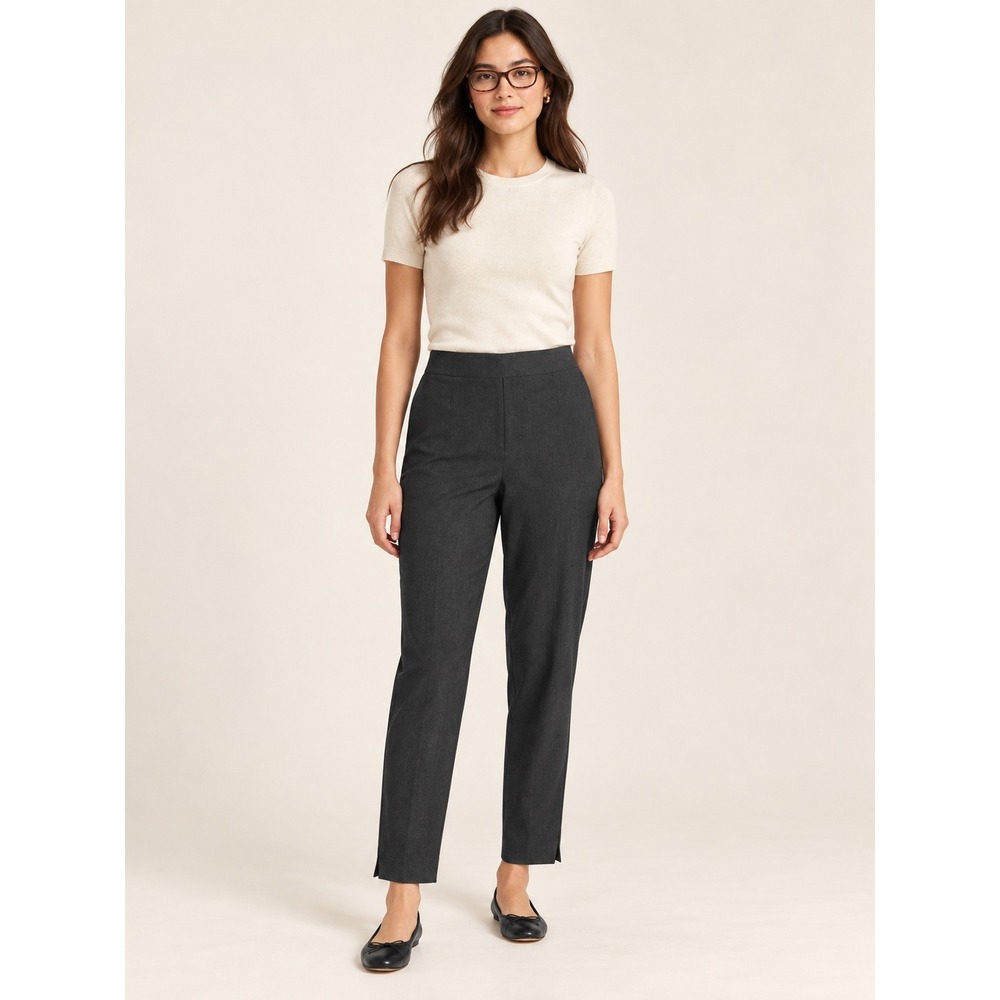 Talbots Stretch Charcoal Grey High Rise Side Zip Straight Leg Dress Pants 12